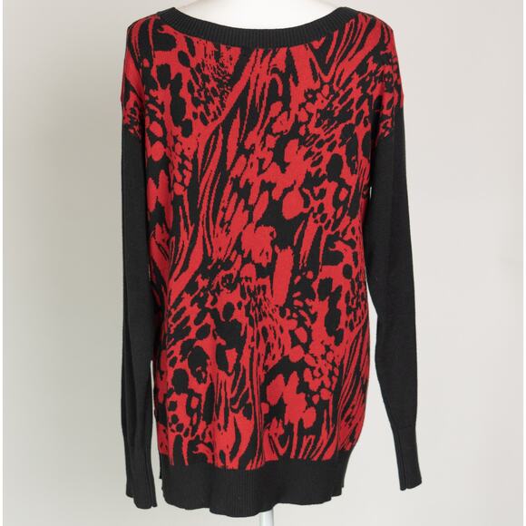 New York and Company Red Black Sweater Size Large - Picture 2 of 7
